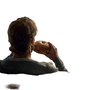 Man Eating Bagel V2 Vinyl Car Decal Sticker – Waterproof & UV-Resistant 6.826666666666667"