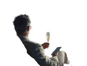 Relaxed Businessman Gazing Vinyl Car Decal Sticker – Waterproof & UV-Resistant 6.1866666666666665"