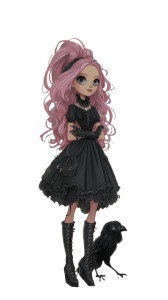 Punk Girl With Crow Vinyl Car Decal Sticker – Waterproof & UV-Resistant 4.8533333333333335"