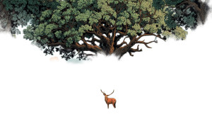 Deer By Tree Vinyl Car Decal Sticker – Waterproof & UV-Resistant 2.72"