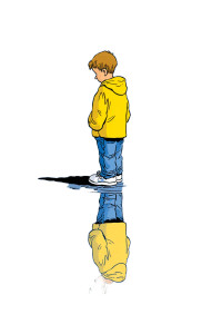 Boy In Reflection Vinyl Car Decal Sticker – Waterproof & UV-Resistant 4.4