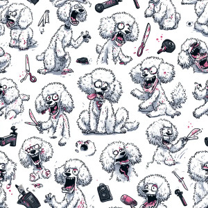Evil Cartoon Poodles Vinyl Car Decal Sticker – Waterproof & UV-Resistant 3.4133333333333336"