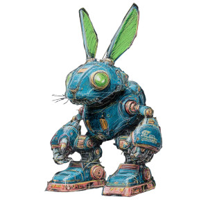 Demonic Robotic Rabbit Vinyl Car Decal Sticker – Waterproof & UV-Resistant 3.4133333333333336"