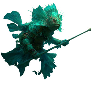 Dark Fantasy Sahagin Vinyl Car Decal Sticker – Waterproof & UV-Resistant 3.4133333333333336"