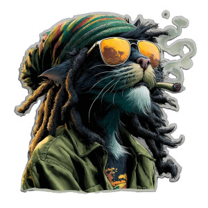 Stoner Cat Sticker Vinyl Car Decal Sticker – Waterproof & UV-Resistant 3.4133333333333336"