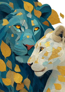 Romantic Lion Duo Vinyl Car Decal Sticker – Waterproof & UV-Resistant 8.746666666666666"