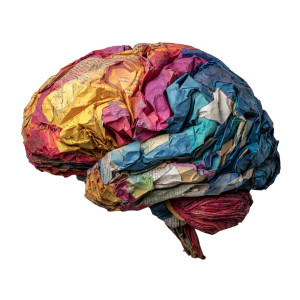 Colorful Newspaper Brain Vinyl Car Decal Sticker – Waterproof & UV-Resistant 3.4133333333333336"