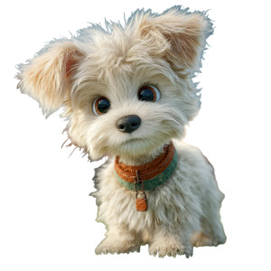 Fluffy White Puppy V4 Vinyl Car Decal Sticker – Waterproof & UV-Resistant 3.4133333333333336"