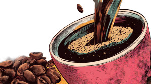 Retro Coffee Spill Vinyl Car Decal Sticker – Waterproof & UV-Resistant 5.4