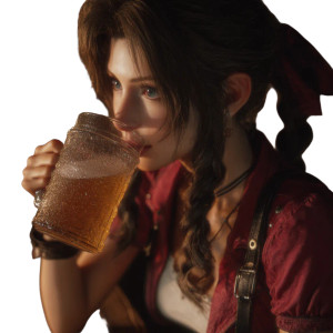 Aerith Drinking Beer Vinyl Car Decal Sticker – Waterproof & UV-Resistant 3.4133333333333336"