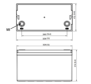 Relion Battery Battery RB100-LT LT Series; Group 31; 12 Volt; 100 AH Capacity; M8 Threaded Stud Top Terminals; Lithium Iron Phosphate; 13 Inch Length; 6.8 Inch Width; 8.4 Inch Height; Deep Cycle Battery; ABS Case Material Relion Battery Battery RB100-LT LT Series; Group 31; 12 Volt; 100 AH Capacity; M8 Threaded Stud Top Terminals; Lithium Iron Phosphate; 13 Inch Length; 6.8 Inch Width; 8.4 Inch Height; Deep Cycle Battery; ABS Case Material