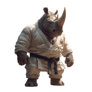 Martial Arts Rhino Vinyl Car Decal Sticker – Waterproof & UV-Resistant 3.4133333333333336"