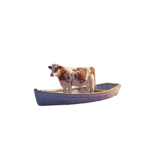 Cow On Boat Vinyl Car Decal Sticker – Waterproof & UV-Resistant 3.4133333333333336"