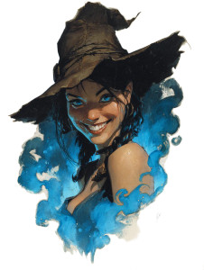 Smiling Witch Portrait V2 Vinyl Car Decal Sticker – Waterproof & UV-Resistant 4.1066666666666665"