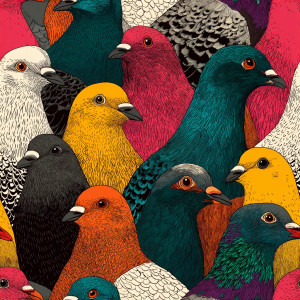 Pop Art Pigeons Vinyl Car Decal Sticker – Waterproof & UV-Resistant 6.826666666666667"