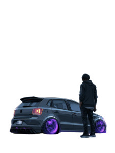 Young Man With Polo Vinyl Car Decal Sticker – Waterproof & UV-Resistant 8.213333333333333"