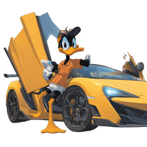 Daffy In Lamborghini Vinyl Car Decal Sticker – Waterproof & UV-Resistant 3.4133333333333336"