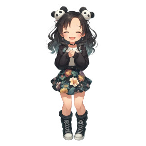 Panda Hair Girl Vinyl Car Decal Sticker – Waterproof & UV-Resistant 3.4133333333333336"