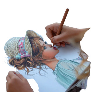 Sweet Girl Coloring Vinyl Car Decal Sticker – Waterproof & UV-Resistant 3.4133333333333336"