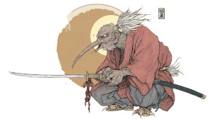 Tengu Yokai Art Vinyl Car Decal Sticker – Waterproof & UV-Resistant 2.72"