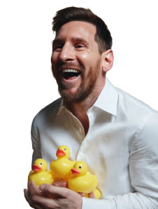 Messi With Ducks Vinyl Car Decal Sticker – Waterproof & UV-Resistant 4.1066666666666665"