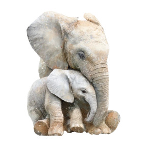 Elephant Cuddle Art Vinyl Car Decal Sticker – Waterproof & UV-Resistant 3.4133333333333336"