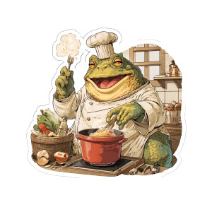 Cooking Toad Vinyl Car Decal Sticker – Waterproof & UV-Resistant 3.4133333333333336"