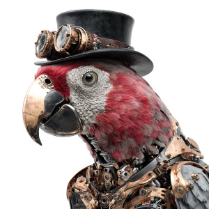 Steampunk Parrot Vinyl Car Decal Sticker – Waterproof & UV-Resistant 3.4133333333333336"