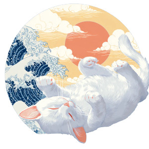 Smiling Relaxed Cat Vinyl Car Decal Sticker – Waterproof & UV-Resistant 3.4133333333333336"