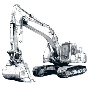 Sketch Excavator Vinyl Car Decal Sticker – Waterproof & UV-Resistant 3.4133333333333336"