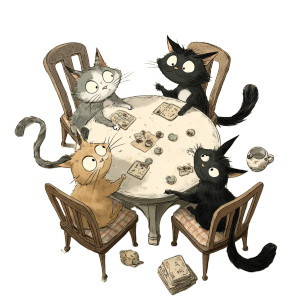 Cats Playing Game Vinyl Car Decal Sticker – Waterproof & UV-Resistant 3.4133333333333336"