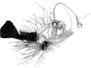 Glowing Angler Fish Vinyl Car Decal Sticker – Waterproof & UV-Resistant 6.1866666666666665"