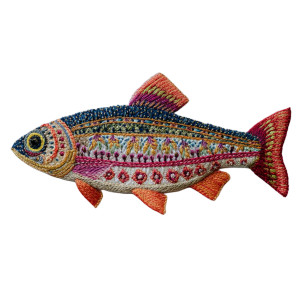 Wool Embroidered Fish Vinyl Car Decal Sticker – Waterproof & UV-Resistant 6.826666666666667"