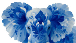 Gzhel Blue Elephant Vinyl Car Decal Sticker – Waterproof & UV-Resistant 2.72"