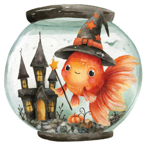 Kawaii Witch Goldfish Vinyl Car Decal Sticker – Waterproof & UV-Resistant 6.826666666666667"