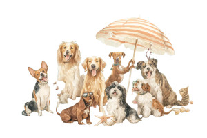 Charming Beach Dogs Vinyl Car Decal Sticker – Waterproof & UV-Resistant 2.986666666666667"