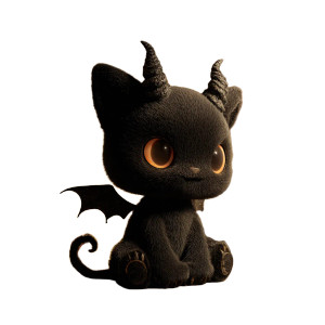 Devilish Plush Cat Vinyl Car Decal Sticker – Waterproof & UV-Resistant 3.4133333333333336"