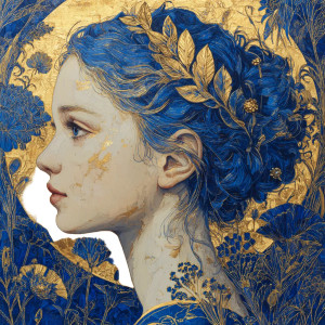 Golden Blue Portrait Vinyl Car Decal Sticker – Waterproof & UV-Resistant 3.4133333333333336"