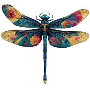 Dragonfly With Flowers Vinyl Car Decal Sticker – Waterproof & UV-Resistant 6.826666666666667"