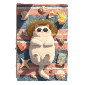 Sunbathing Cartoon Cat Vinyl Car Decal Sticker – Waterproof & UV-Resistant 3.4133333333333336"