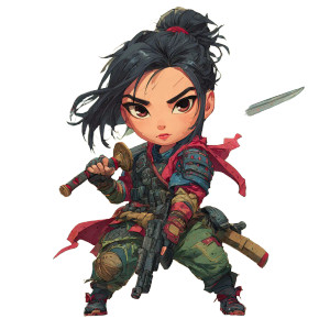 Chibi Mulan Operator Vinyl Car Decal Sticker – Waterproof & UV-Resistant 3.4133333333333336"