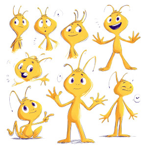Friendly Yellow Alien Vinyl Car Decal Sticker – Waterproof & UV-Resistant 3.4133333333333336"