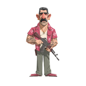 Cartoon Gangster Vinyl Car Decal Sticker – Waterproof & UV-Resistant 3.4133333333333336"