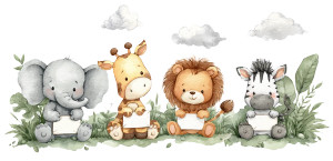 Baby Jungle Animals Vinyl Car Decal Sticker – Waterproof & UV-Resistant 2.56"