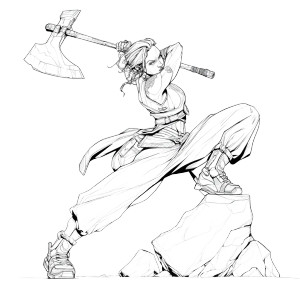 Muscular Woman Greataxe Vinyl Car Decal Sticker – Waterproof & UV-Resistant 3.4133333333333336"