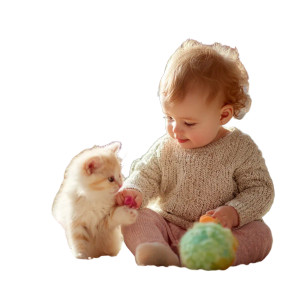 Baby And Kitten Play Vinyl Car Decal Sticker – Waterproof & UV-Resistant 3.4133333333333336"