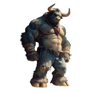 Muscular Minotaur Flexing Vinyl Car Decal Sticker – Waterproof & UV-Resistant 3.4133333333333336"