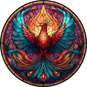 Phoenix Stained Glass Vinyl Car Decal Sticker – Waterproof & UV-Resistant 3.4133333333333336" Phoenix Stained Glass Vinyl Car Decal Sticker – Waterproof & UV-Resistant 3.4133333333333336"