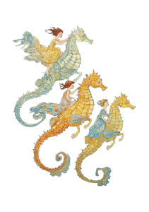 Mermaids Riding Seahorses Vinyl Car Decal Sticker – Waterproof & UV-Resistant 4.32"