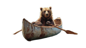 Bear In Canoe Vinyl Car Decal Sticker – Waterproof & UV-Resistant 5.4